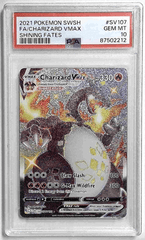 V1068: 2021: FA/CHARIZARD VMAX: SV107/SV122: SHINING FATES: PSA 10: GEM MT: 87502212